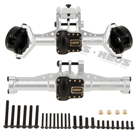 MEUS RACING Aluminum Front Rear Axle Housing with Brass Axle Cover Steering Knuckle for 1/18 TRX4M TRX-4M Bronco Defender RC Crawler Upgrade Parts - SILVER - HeliDirect