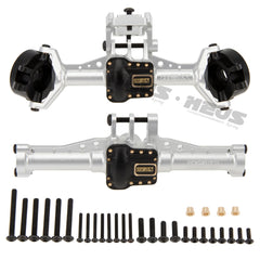 MEUS RACING Aluminum Front Rear Axle Housing with Brass Axle Cover Steering Knuckle for 1/18 TRX4M TRX-4M Bronco Defender RC Crawler Upgrade Parts - SILVER - HeliDirect