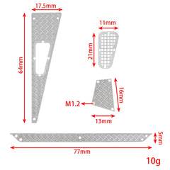 Meus Racing 8Pcs Hood Stainless Steel Skid Plate Pedal Metal Skid Plate Decoration Set For TRX4M Defender - HeliDirect