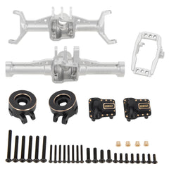 MEUS RACING Aluminum Front Rear Axle Housing with Brass Axle Cover Steering Knuckle for 1/18 TRX4M TRX-4M Bronco Defender RC Crawler Upgrade Parts - SILVER - HeliDirect