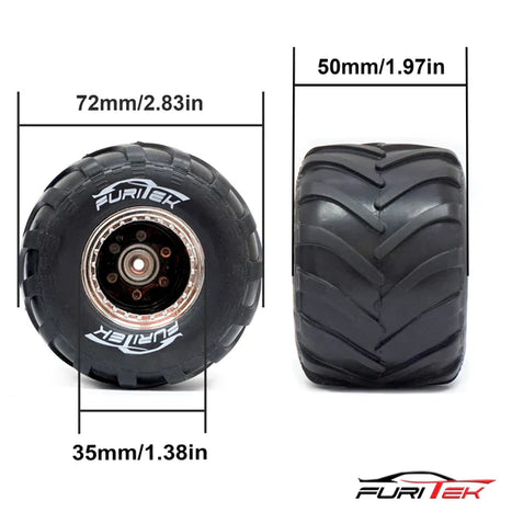 FURITEK MINI MONSTER TRUCK TIRE AND WHEEL RIM FOR 1/24TH AND 1/18TH - HeliDirect