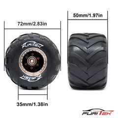 FURITEK MINI MONSTER TRUCK TIRE AND WHEEL RIM FOR 1/24TH AND 1/18TH - HeliDirect