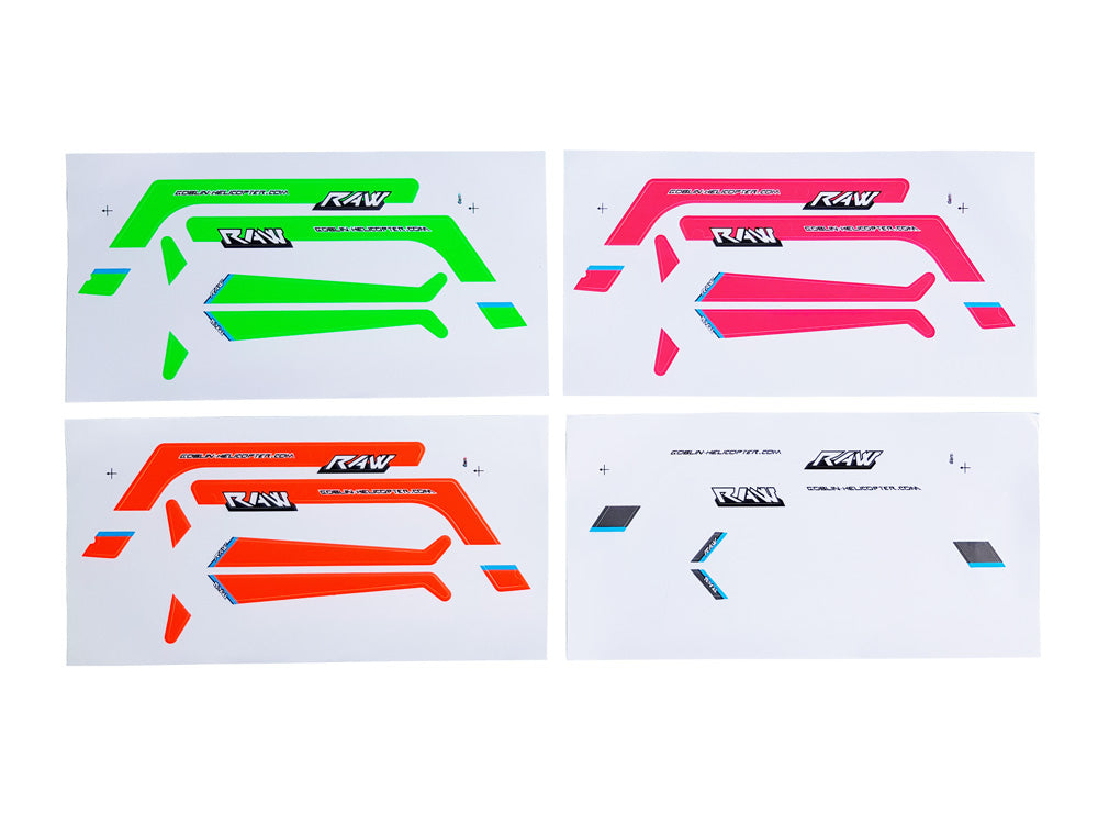 RAW 500 Stickers White/Orange/Pink/Green - HeliDirect