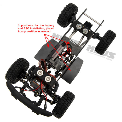 Meus Racing 1/24 Transmission Front System DIY Kits LCG Carbon Fiber Chassis Frame Bend Links Drive Shaft Magnetic Invisible Body Mount 132MM Wheelbase for SCX24 C10 Wrangler - HeliDirect