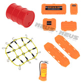 Meus Racing Decoration Parts Plastic Oil Drum Luggage Traction Board Ramps Restoring Sand Ladder Luggage Net for 1/18 TRX4M & 1/24SCX24 - ORANGE - HeliDirect