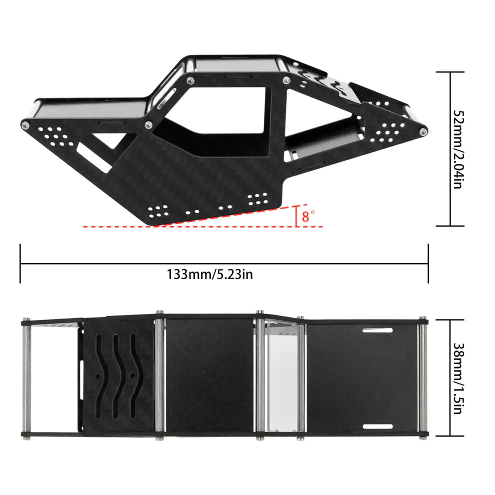 Meus Racing 1/24 Carbon Fiber Cage Body Shell For Axial SCX24 C10 JLU Ford Bronco - HeliDirect