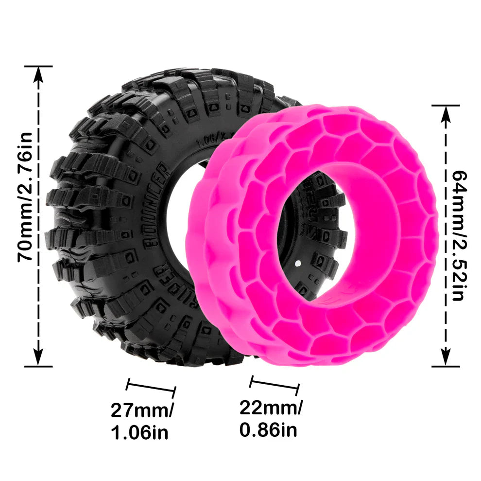 MEUS Racing MS6 Super Bouncer Tires & Super Soft Silicone Inserts for 1/18 TRX4M 1/24 SCX24 FCX24 AX24