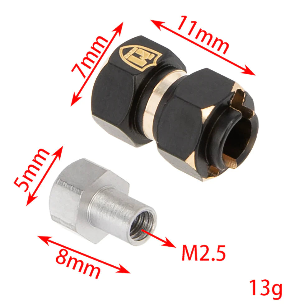 Meus Racing Brass Wheel Hex Hub Extenders Adaptor 10mm(+6mm) for 1/18 TRX4M - HeliDirect