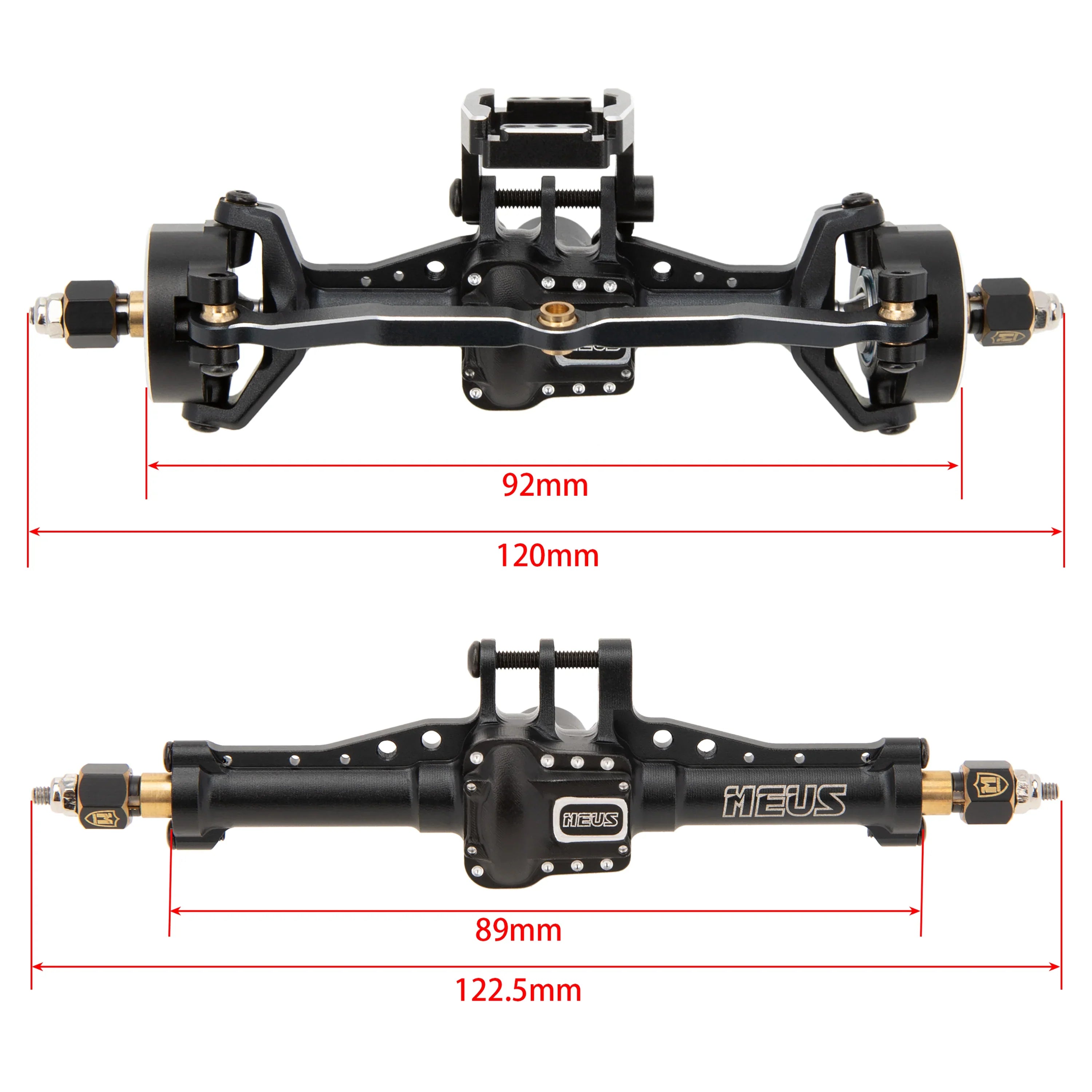 MEUS RACING Aluminum CNC Upgraded Front and Rear Axle Assembly Kit TRX4M Axle for 1/18 TRX4M Upgrade (Black) - HeliDirect