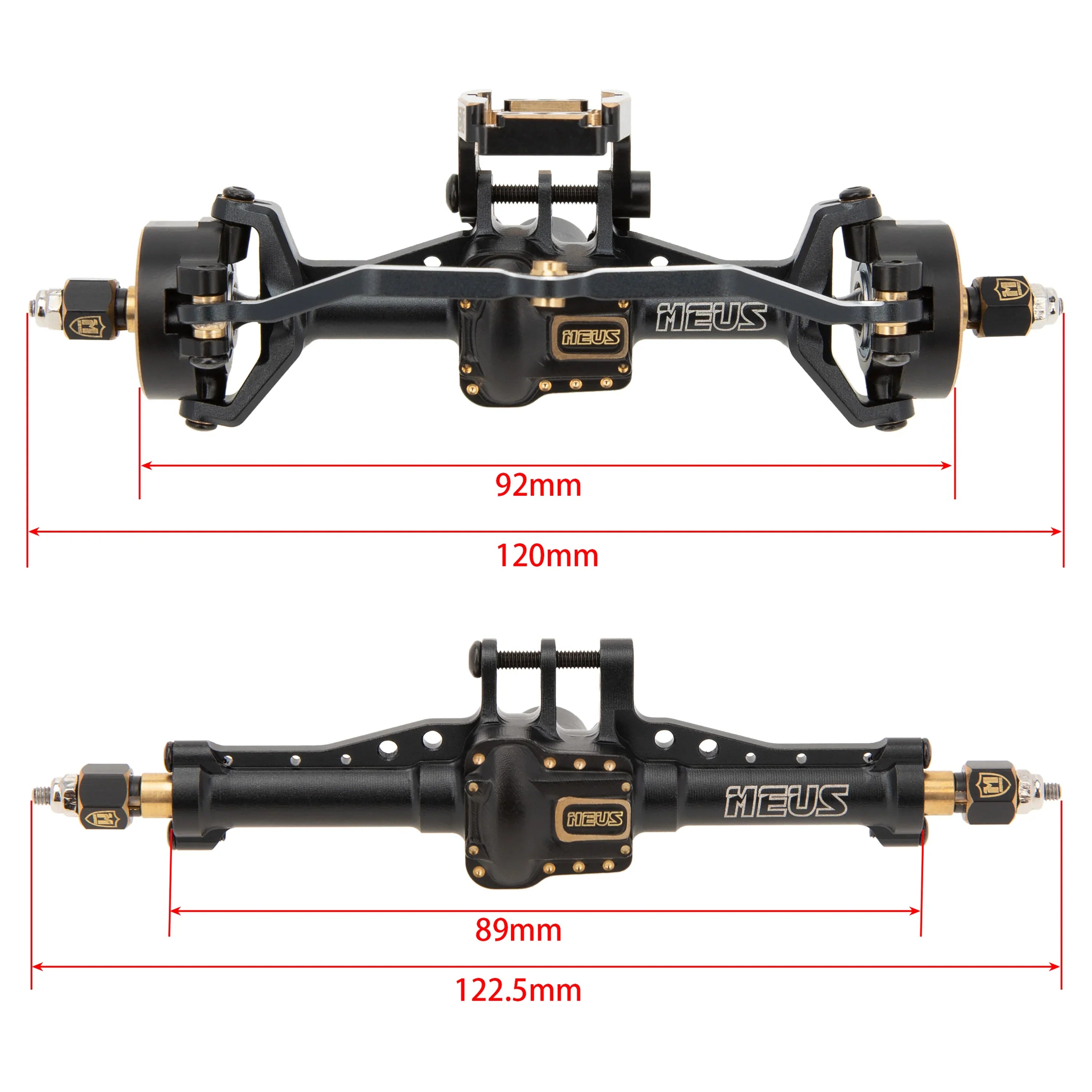 MEUS RACING  Brass + Aluminum CNC Upgraded Front and Rear Axle Assembly Kit TRX4M Axle for 1/18 TRX4M Upgrade (Black) - HeliDirect