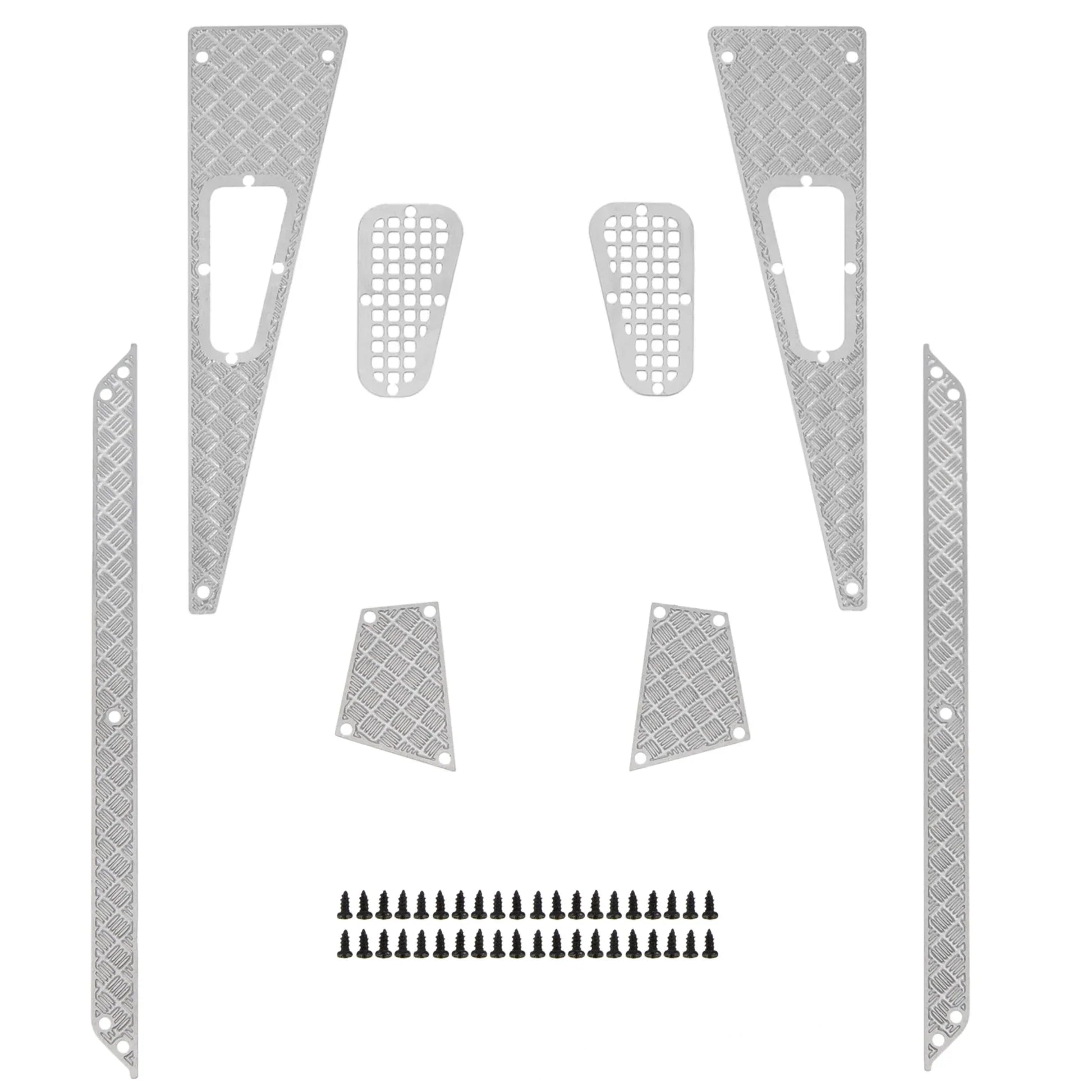 Meus Racing 8Pcs Hood Stainless Steel Skid Plate Pedal Metal Skid Plate Decoration Set For TRX4M Defender - HeliDirect