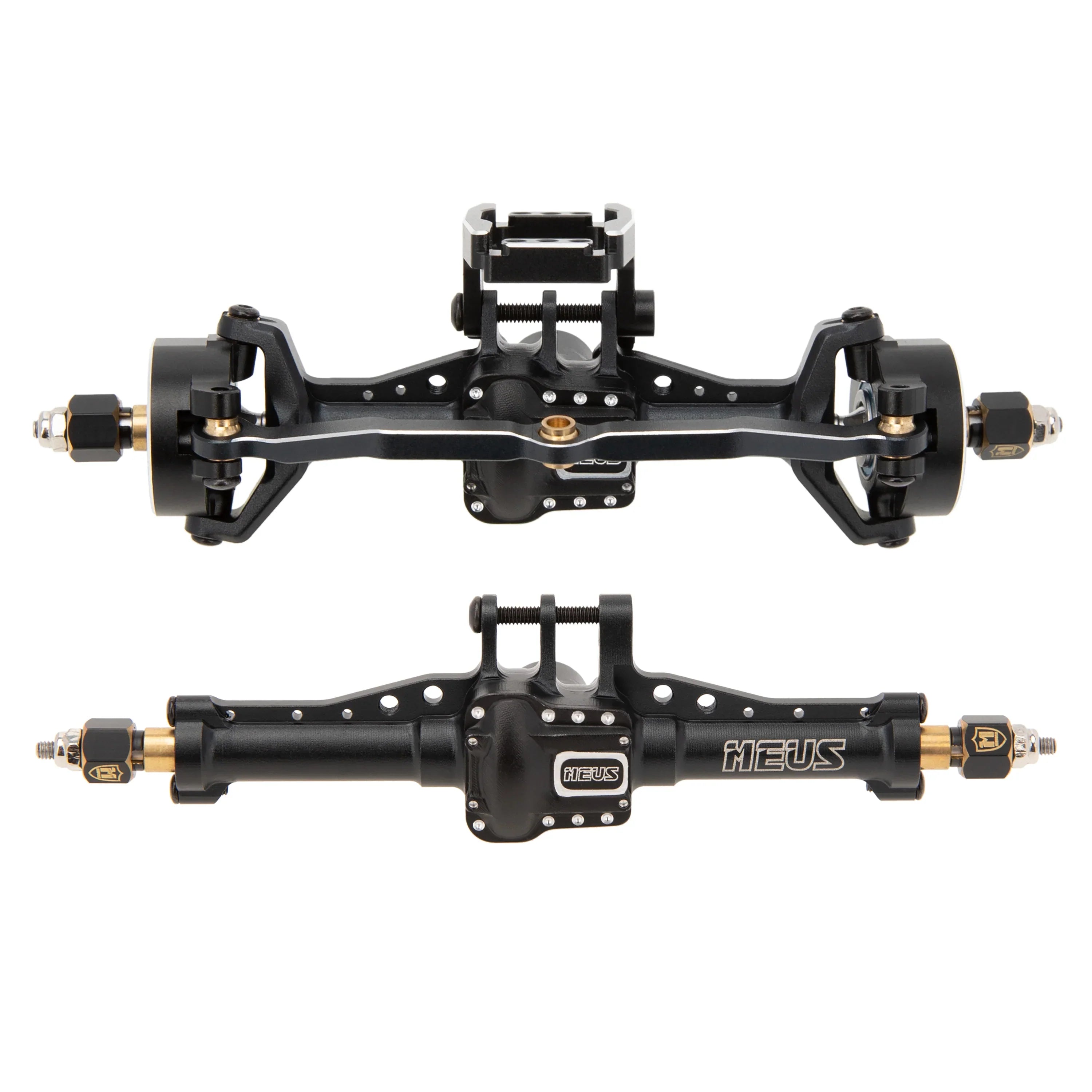 MEUS RACING Aluminum CNC Upgraded Front and Rear Axle Assembly Kit TRX4M Axle for 1/18 TRX4M Upgrade (Black) - HeliDirect