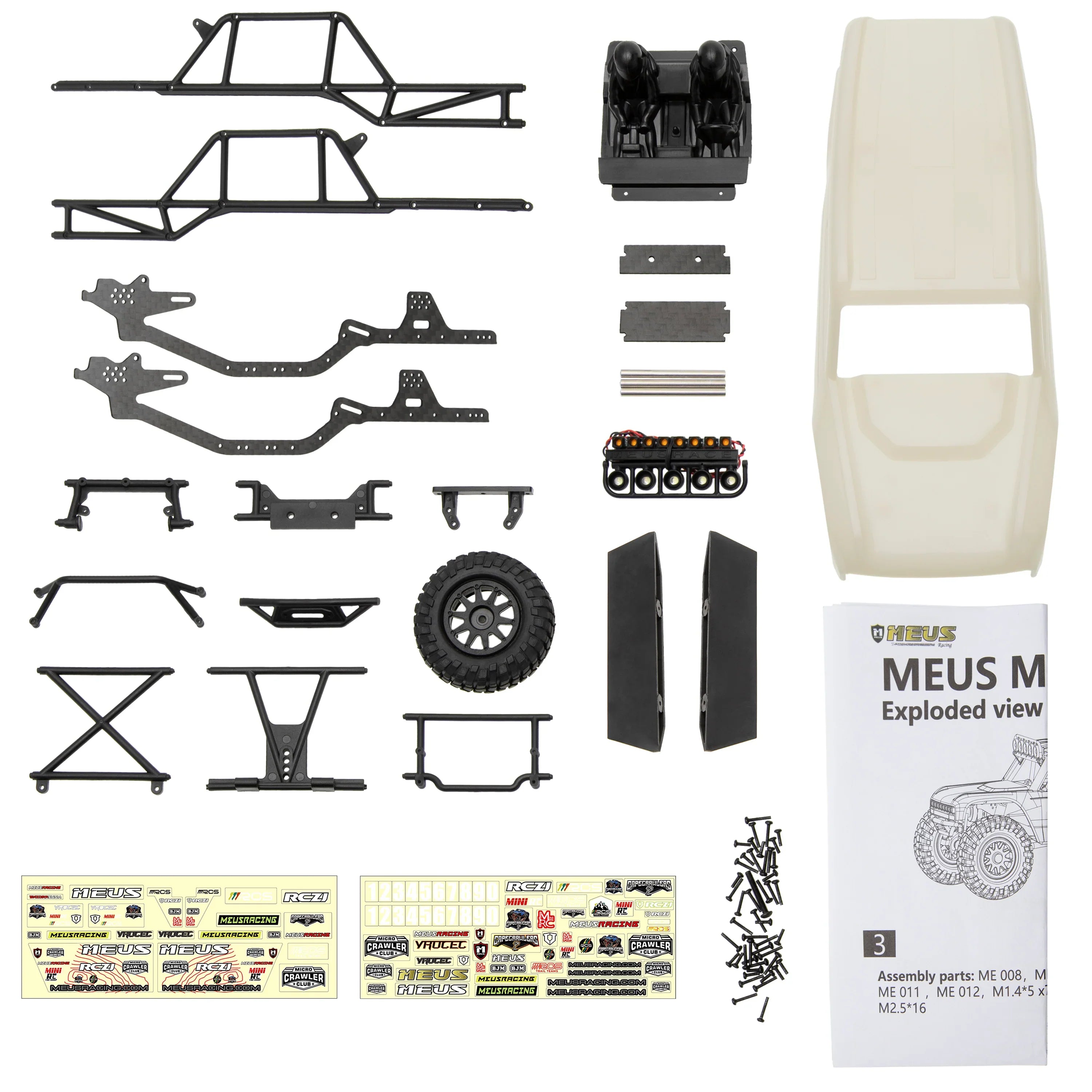 MEUS Racing MB24 Body 5.2in 132MM Axial Shell Body ABS+Nylon Carbon Fiber Frame For 1/24 Axial SCX24 Bronco Deadbolt JLU B-17 C10 - WHITE - HeliDirect