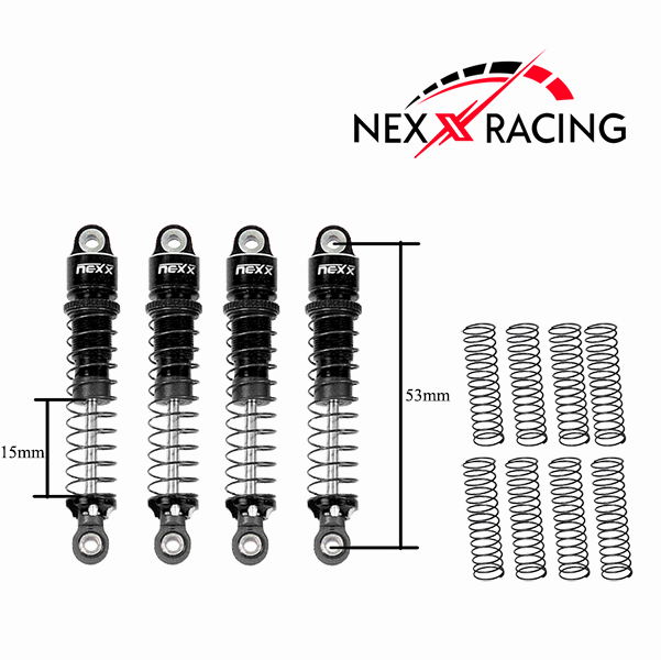 Nexx Racing 53mm Oil shocks (4pcs) for Redcat MT-18 - Black