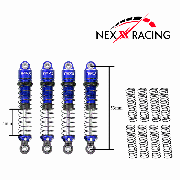 Nexx Racing 53mm Oil shocks (4pcs) for Redcat MT-18 - Blue