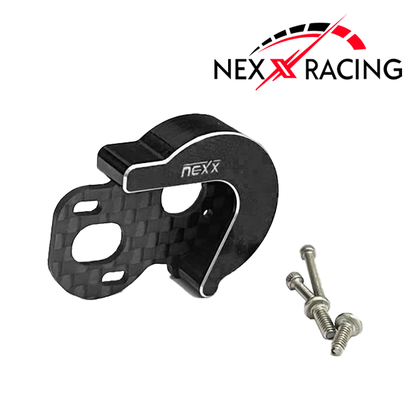 Nexx Racing Carbon Motor Plate + Aluminium Gearbox Cover – Losi Micro-B Brushless Conversion - Black