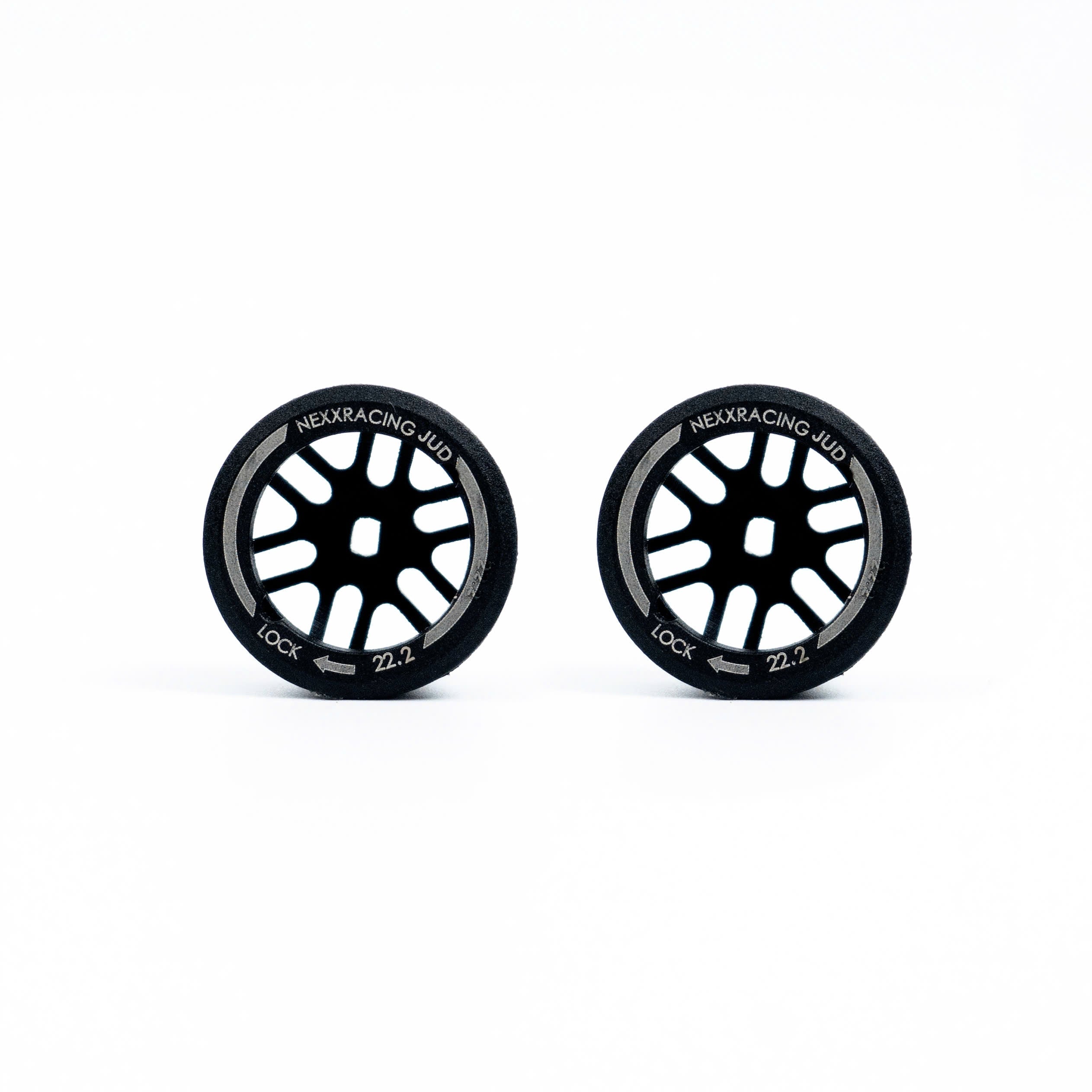 NXUSA-EVOAWD-F Nexx Racing “JUD” threaded carbon-fiber reinforced EVO AWD Flanged Front Wheels (2) pcs for Mini-Z - F8.5 OFFSET -1