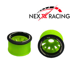 Nexx Racing “JUD” threaded carbon-fiber reinforced EVO Flanged Front Wheels (2) pcs for Mini-Z (GREEN) OFFSET+2