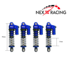 Nexx Racing 58mm Reservoir Shocks (4pcs) for Arrma 1:18 GRANITE/ TYPHON/ MOJAVE - BLUE