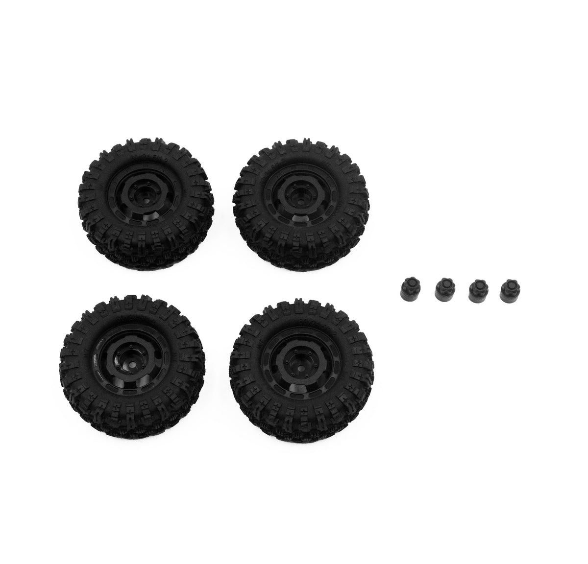 HobbyPlus CR18P Truck Wheel/Mudder Tire Set (Black)