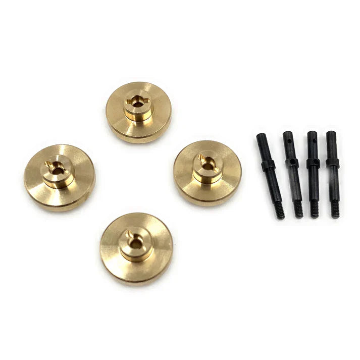 HobbyPlus HD Brass Hexes with +10mm Axles and 1.5mm Pins (4pcs)