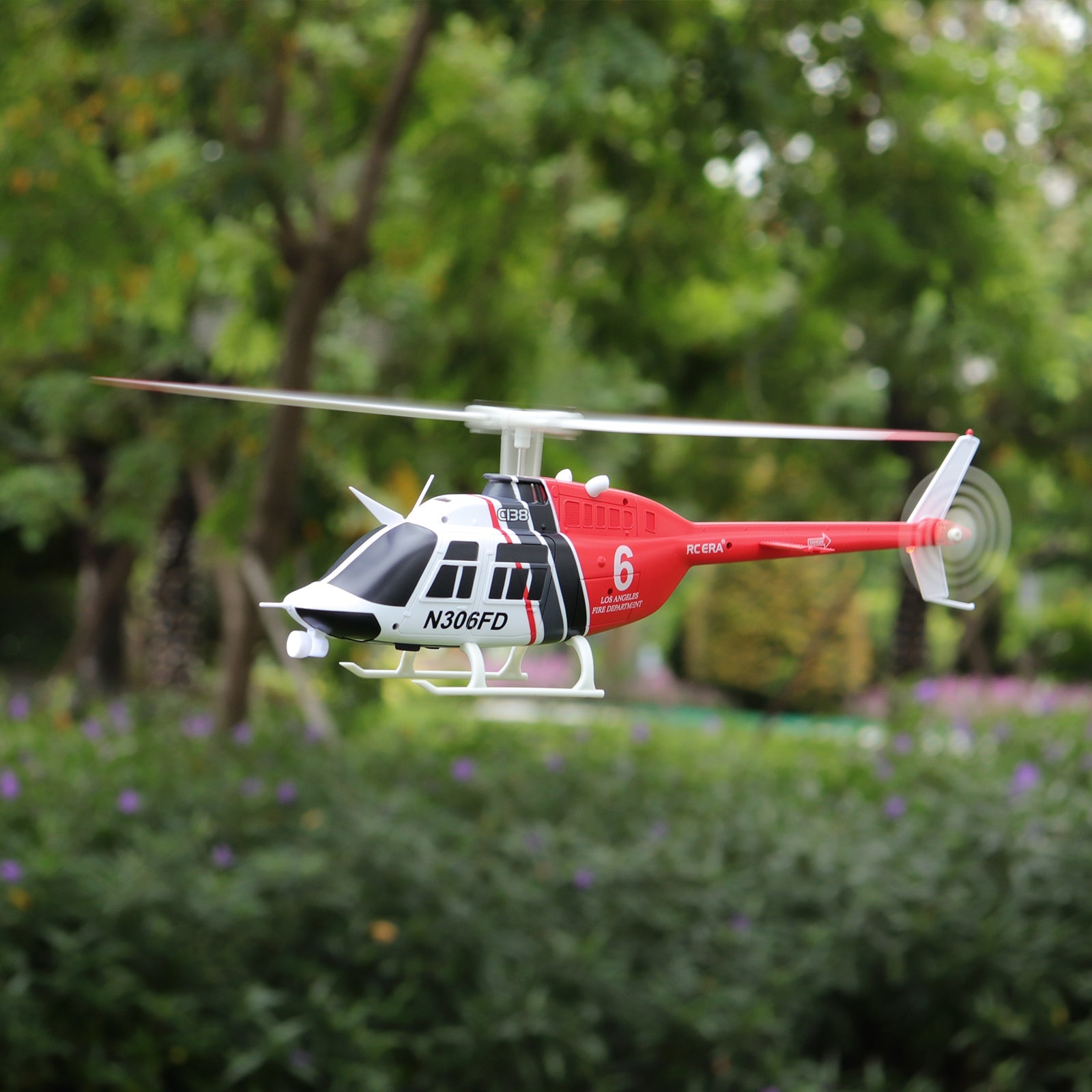 RC ERA 4CH C138 Bell206 Gyro Stabilized Helicopter w/ Optical Sensor Flow and Upgraded Transmitter - RTF (3 servos) - Red