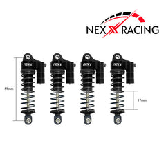 Nexx Racing 58mm Reservoir Shocks (4pcs) for Arrma 1:18 GRANITE/ TYPHON/ MOJAVE - BLACK