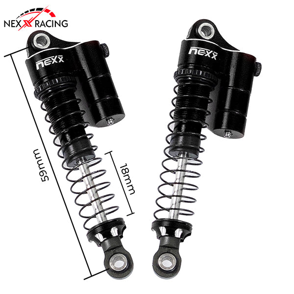 Nexx Racing 59mm Long Reservoir shocks (4pcs) for for 1/18 RC Crawler Redcat Ascent18 - BLACK