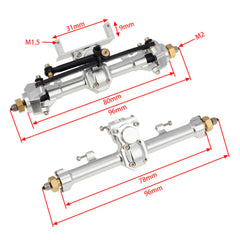 MEUS Racing 1/24 RC Crawler Car CNC Aluminum Front and Rear Axle for SCX24 90081 C10 1/24 RC Crawler Car CNC Aluminum Front and Rear Axle for SCX24 90081 C10 Jeep (Silver)