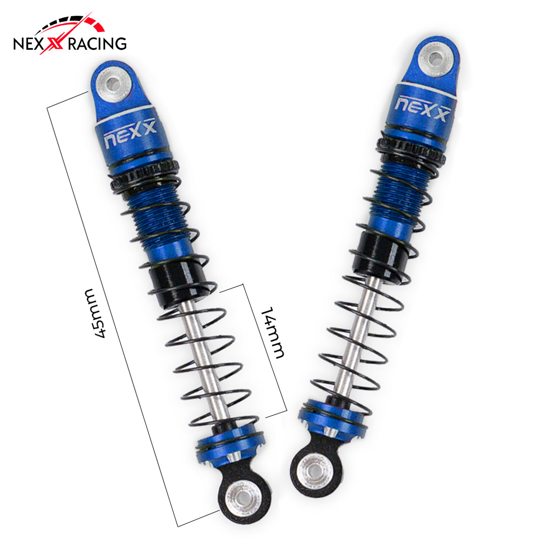 Nexx Racing 45mm Oil Shocks (4pcs) for 1/24 RC Crawler FMS FCX24/ FCX18 Hummer EV - BLUE