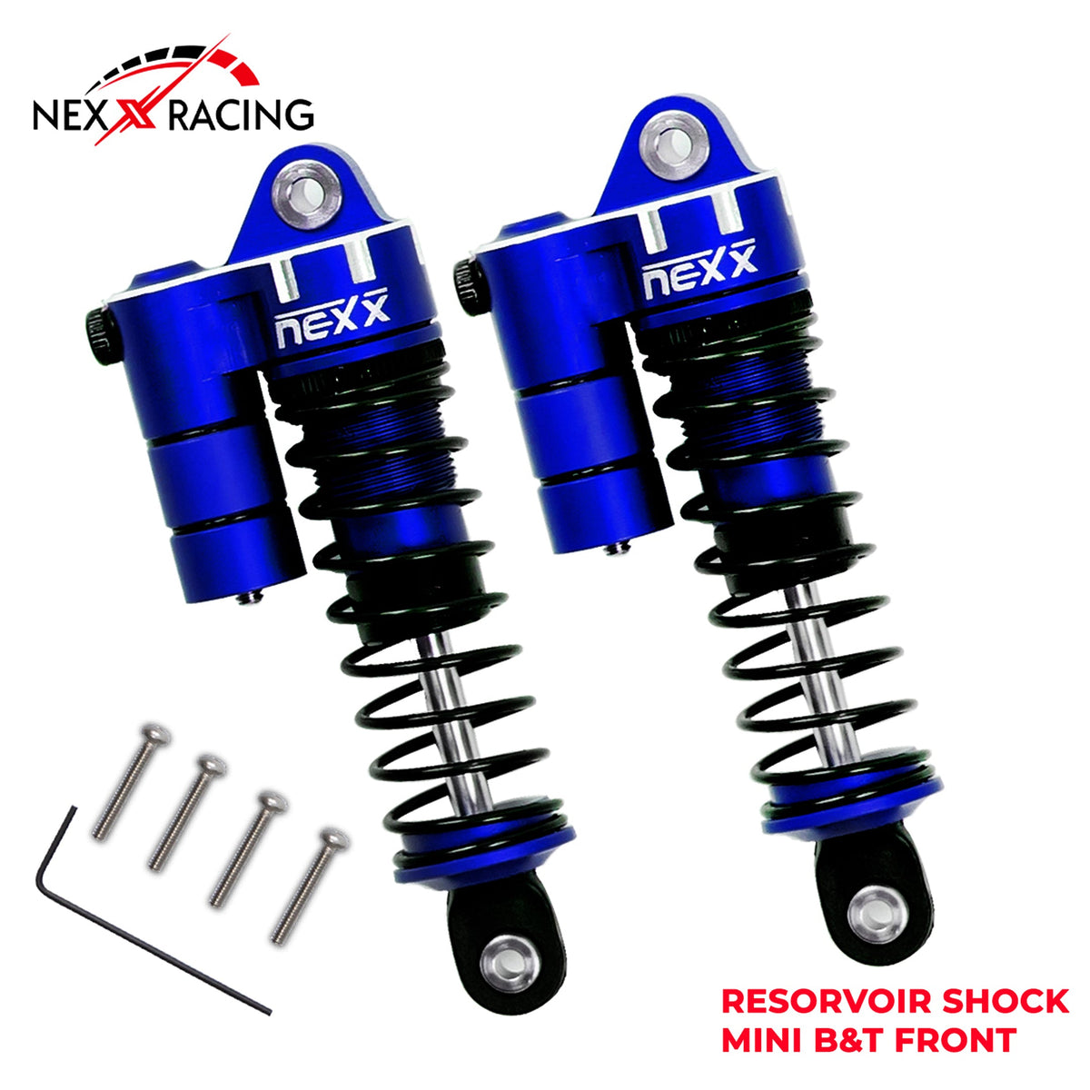 Nexx Racing Front Reservoir shock (2pcs) for Mini-T& Mini-B - BLUE