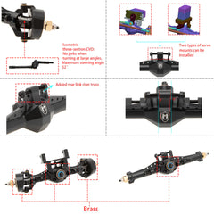 MEUS Racing Isokinetic 3-Section CVD Front and Rear Axles Maximum Steering Angle 52° Wider +5MM forTRX4M Upgrade 1/18 RC Crawler Car - BLACK - HeliDirect