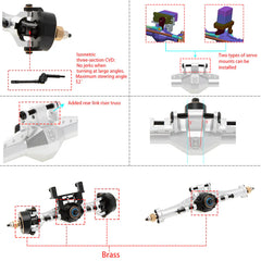 MEUS Racing Isokinetic 3-Section CVD Front and Rear Axles Maximum Steering Angle 52° Wider +5MM forTRX4M Upgrade 1/18 RC Crawler Car - SLIVER - HeliDirect