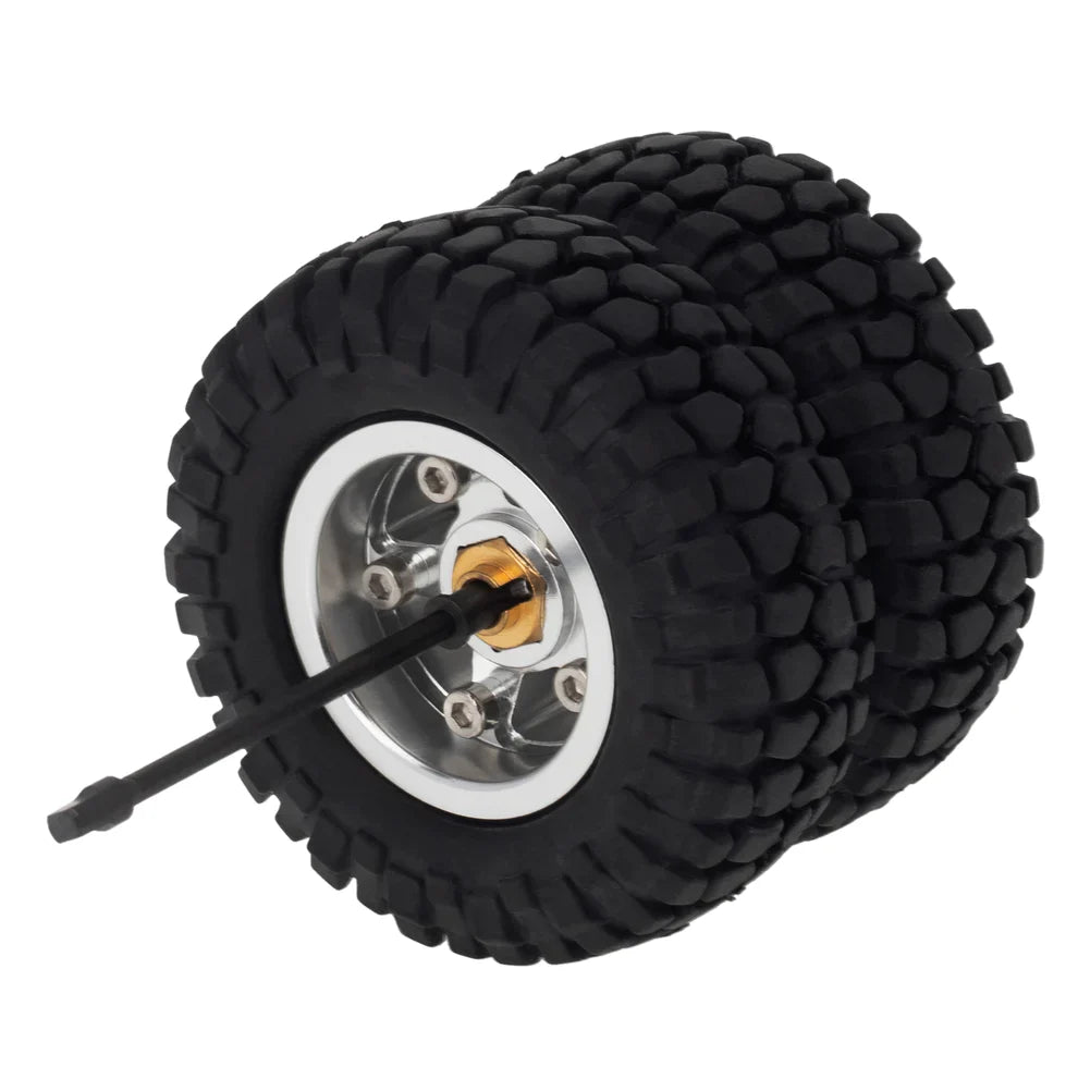 1/24 RC Crawler Dual Wheel Refit Set Modify Kit Tires Coupler Straight Wheel Axle for AXIAL SCX24 6×6 - HeliDirect