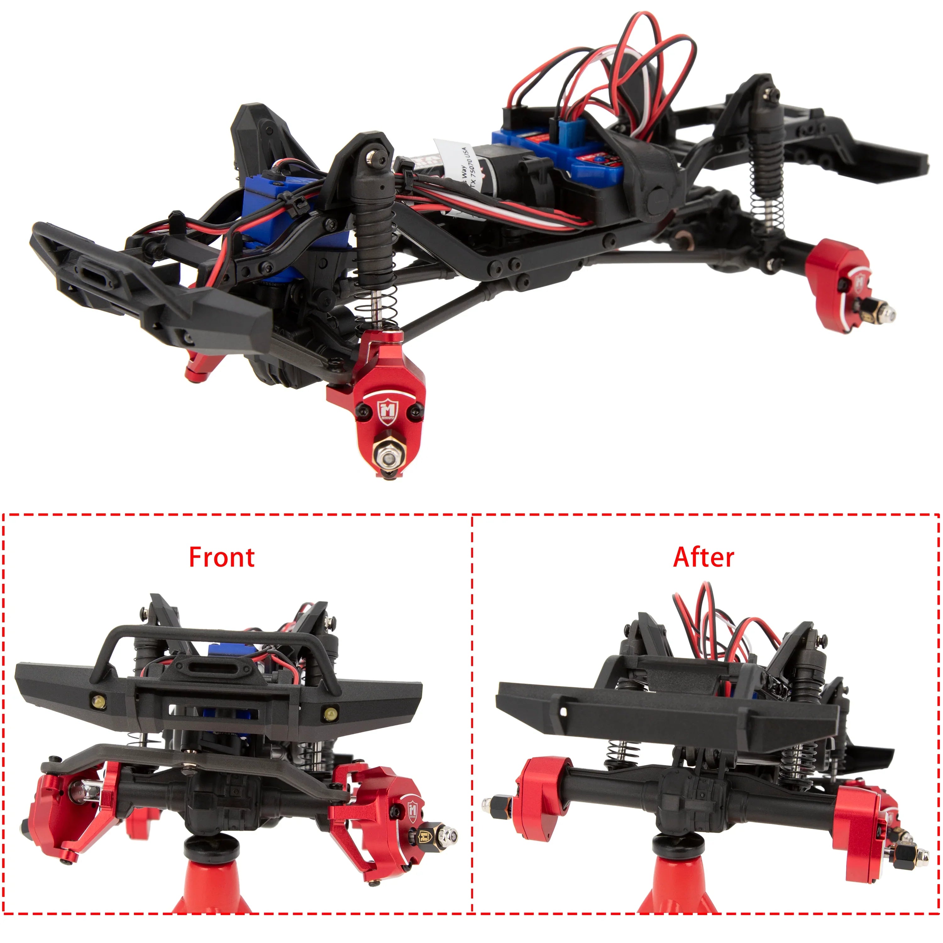 MEUS RACING  Front and Rear Portal axle DIY kit Aluminum Straight axle to Portal axle kit Ground Clearance +8.1MM for 1/18 TRX4M (Aluminum Red) - HeliDirect