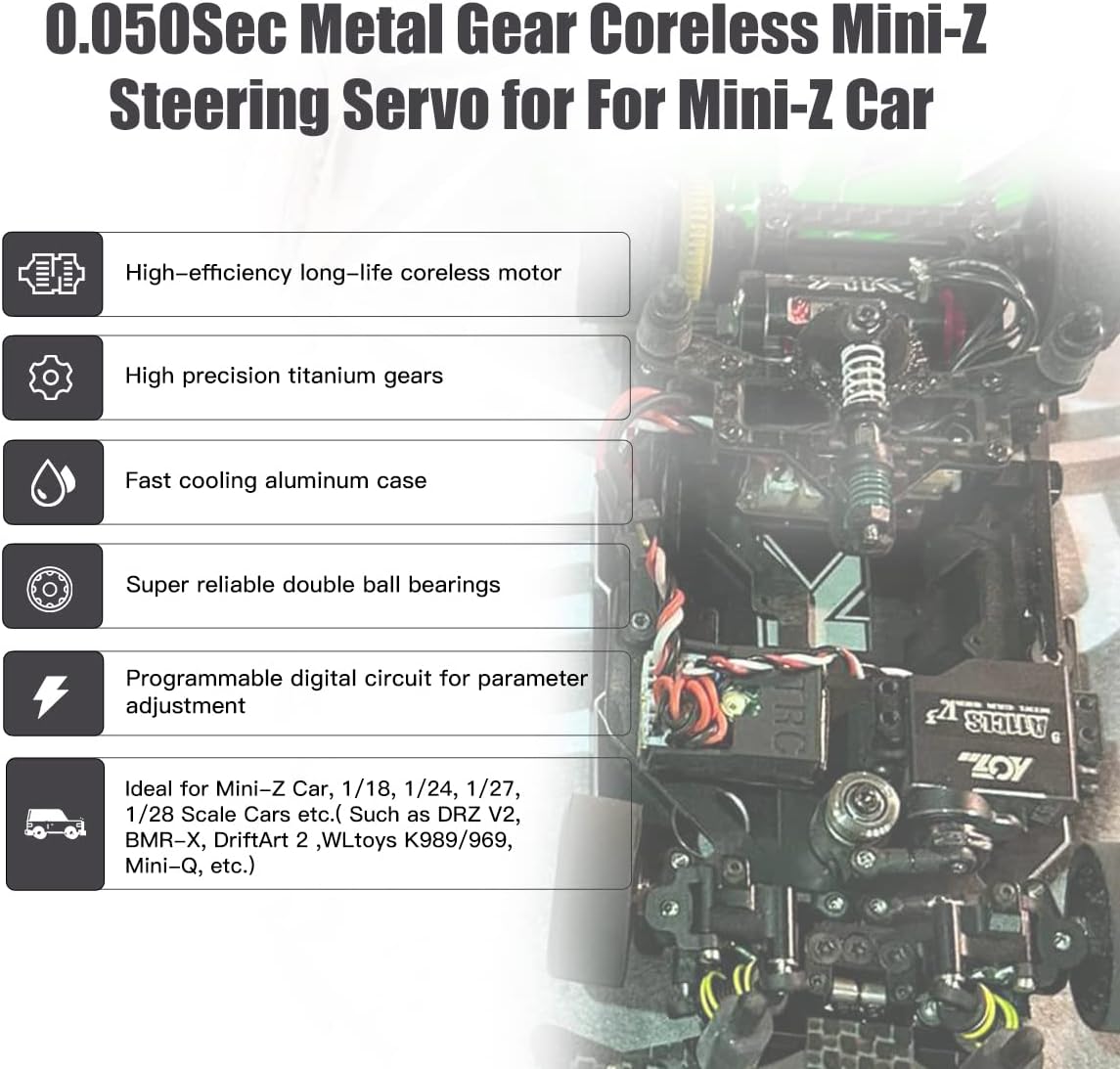 AGFRC 1.4KG Micro Programmable Coreless Digital RC Servo for Mini Z Car - Black