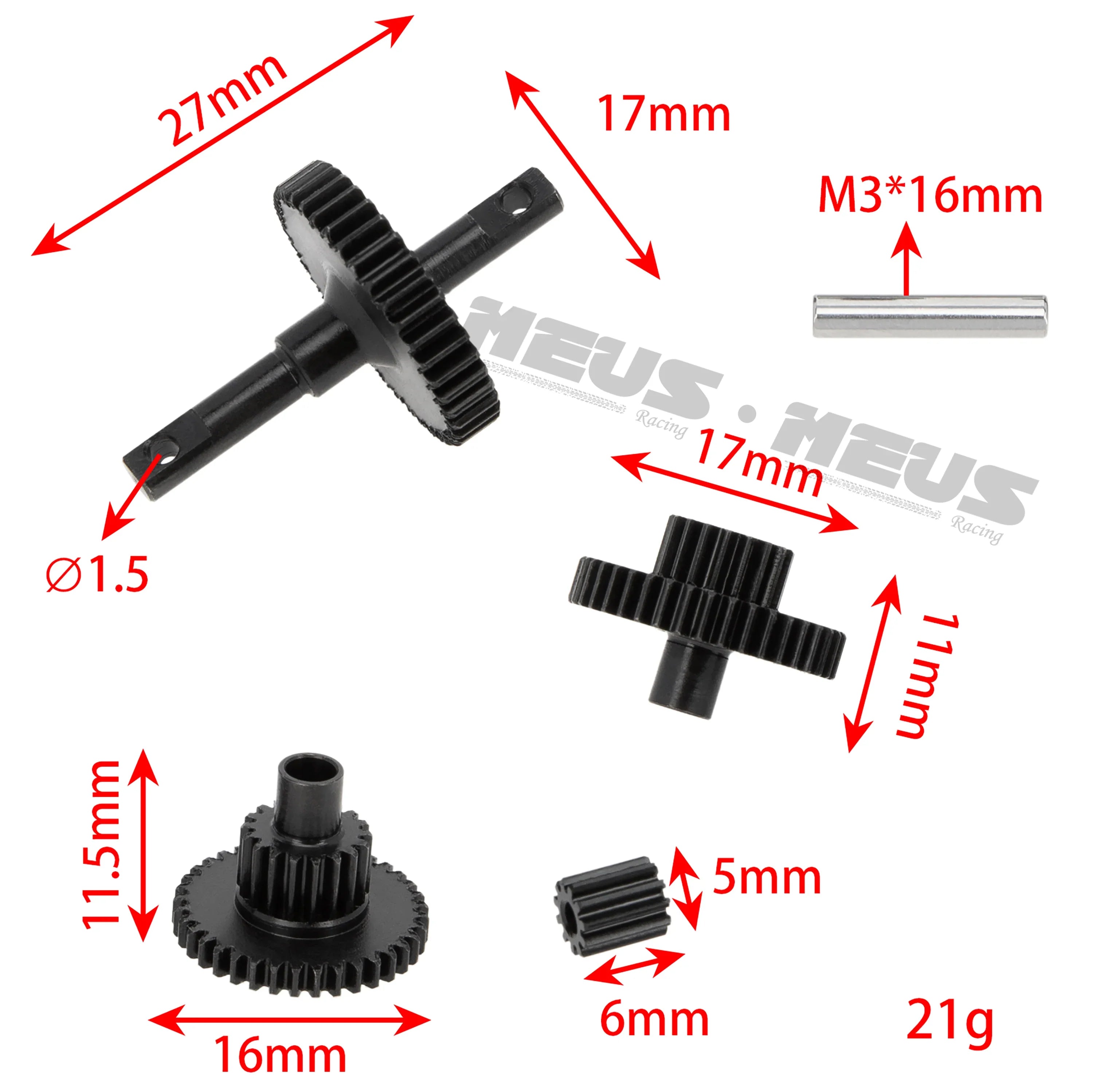 Meus Racing Steel Low Range Transmission Gear Set Upgrade Parts for TRX-4M TRX4M Bronco Defender 1/18 RC Crawler Car - HeliDirect