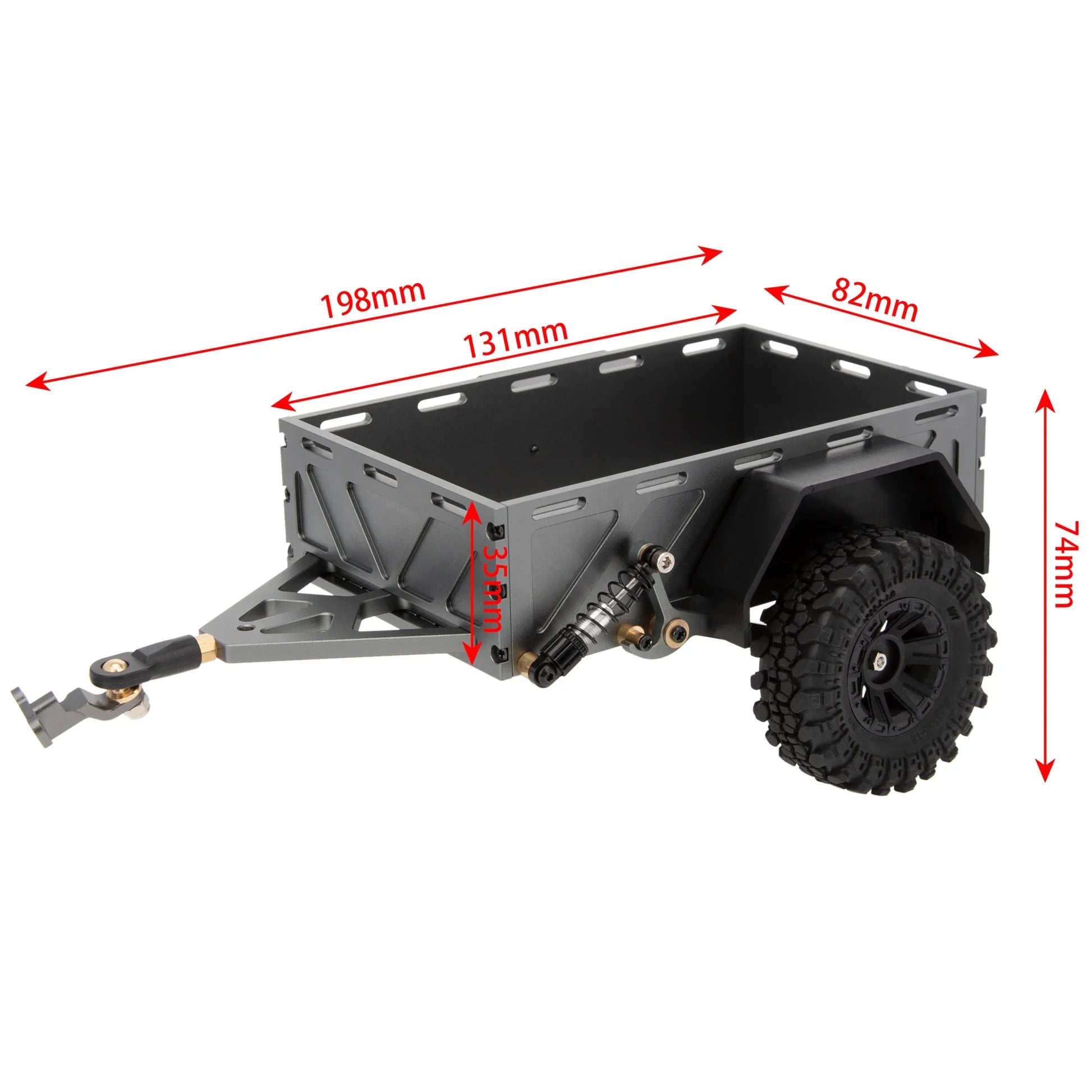 MEUS RACING Utility Trailer Car with Hitch for 1/18 TRX4M - Titanium - HeliDirect