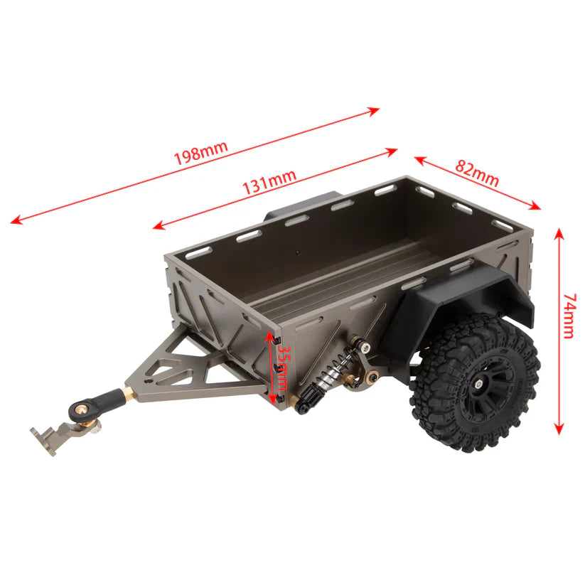 MEUS RACING Utility Trailer Car with Hitch for 1/18 TRX4M - COFFEE - HeliDirect