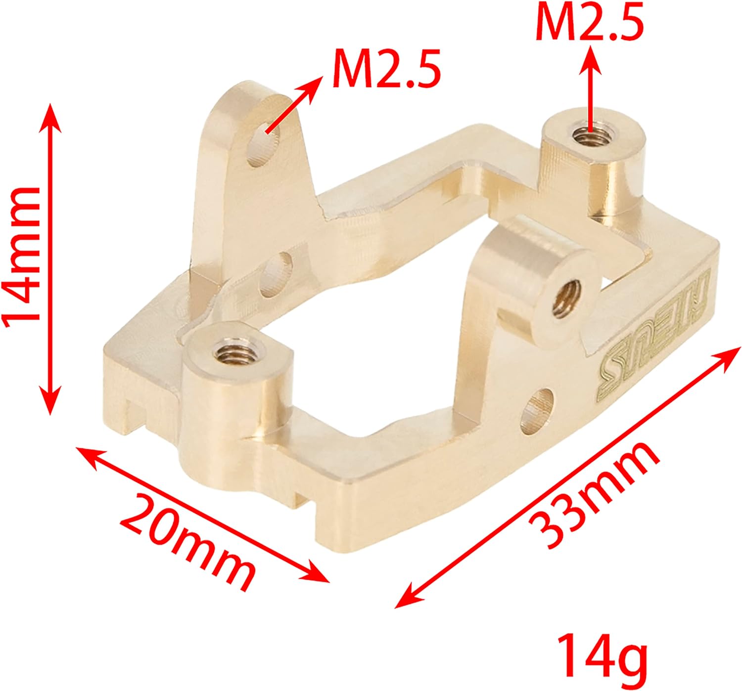 Meus Racing Aluminum Servo Mount Metal Servo Mount for 1/18 TRX4M TRX-4M RC Crawler Upgrade Parts Accessories (Brass) - HeliDirect