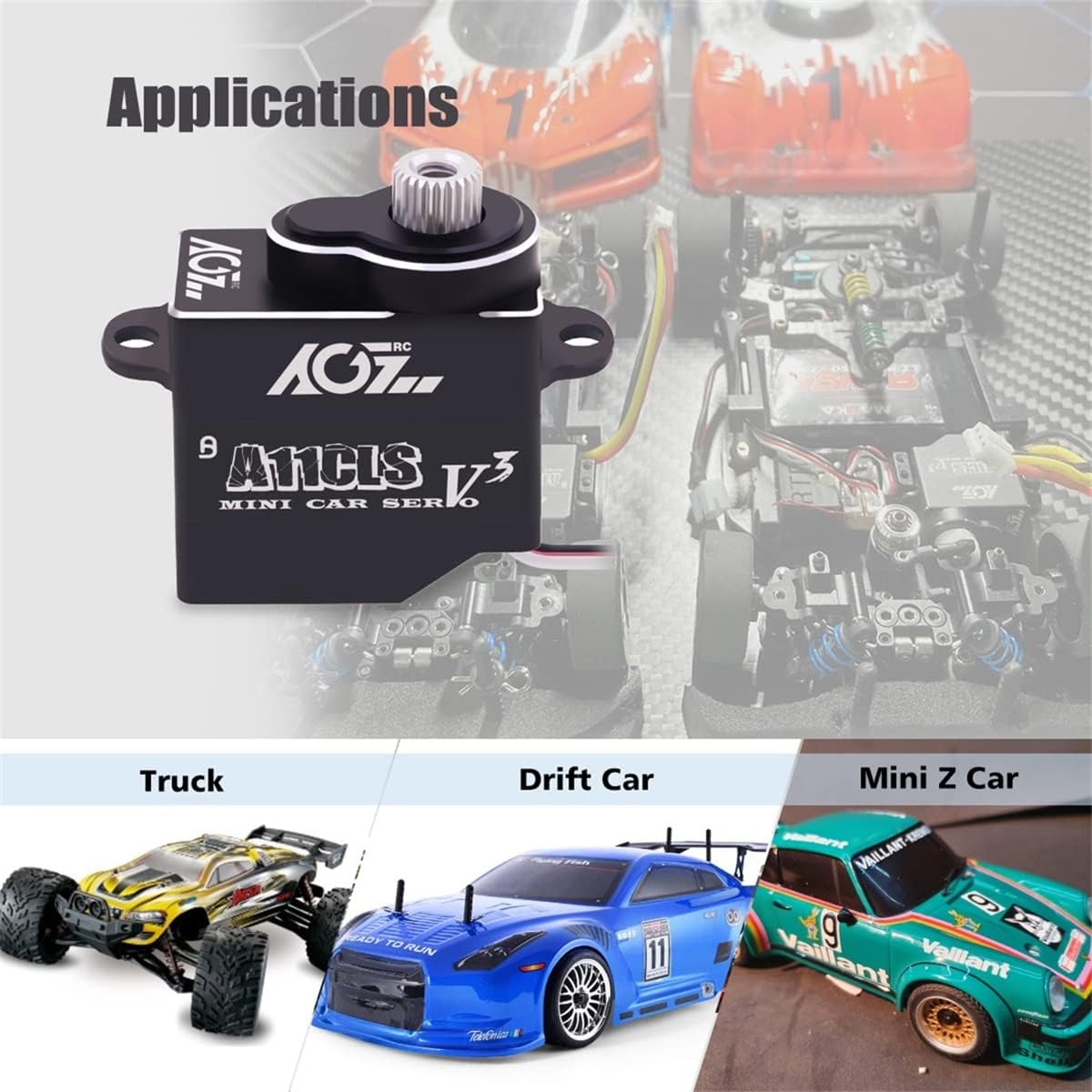 AGFRC 1.4KG Micro Programmable Coreless Digital RC Servo for Mini Z Car - Black