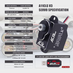 AGFRC 1.4KG Micro Programmable Coreless Digital RC Servo for Mini Z Car - Black