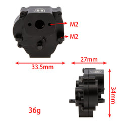 MEUS RACING Metal Gearbox Assembly Aluminum Transmission Housing with Steel Internal Gears for TRX-4M TRX4M 1/18 RC Crawler Car Upgrade Parts - BLACK - HeliDirect