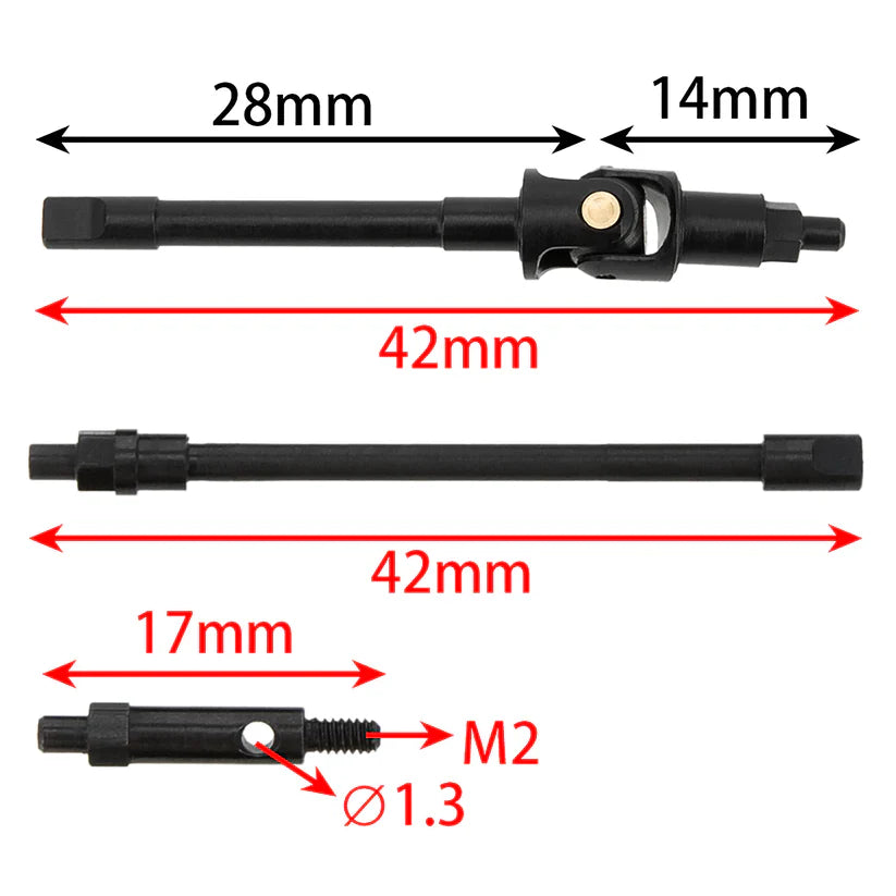 MEUS Racing Universal Joint Drive Shaft Cross Knot CVD Drive Kit for SCX24 MEUS Plastic Portal Axle and Aluminum Portal Axle - HeliDirect