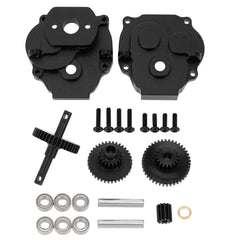 MEUS RACING Metal Gearbox Assembly Aluminum Transmission Housing with Steel Internal Gears for TRX-4M TRX4M 1/18 RC Crawler Car Upgrade Parts - BLACK - HeliDirect