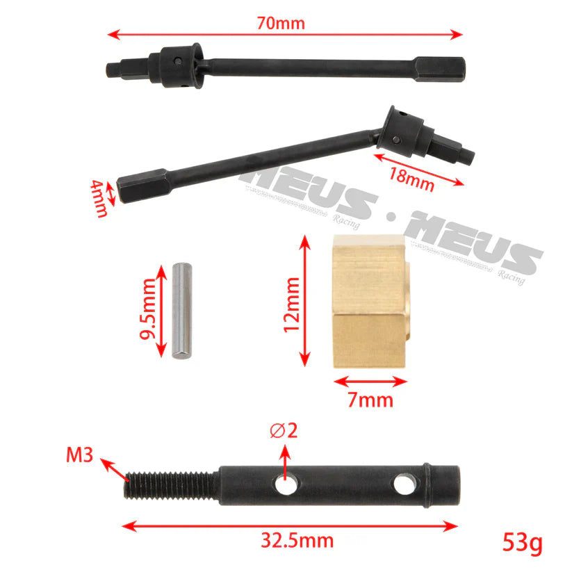 Meus Racing 12MM Brass Wheel Hex Hub Hex Adapter Steel Front Universals Front and Rear Stub Axle for AXIAL UTB18 1/18 - HeliDirect