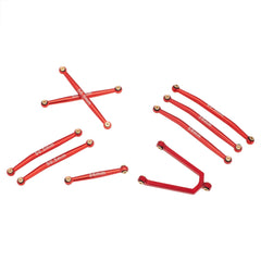 MEUS Racing Aluminum Alloy Link and Steering Rod Kit for Axial SCX24 B-17 C10 Jeep 1/24 RC Car (Red) - HeliDirect