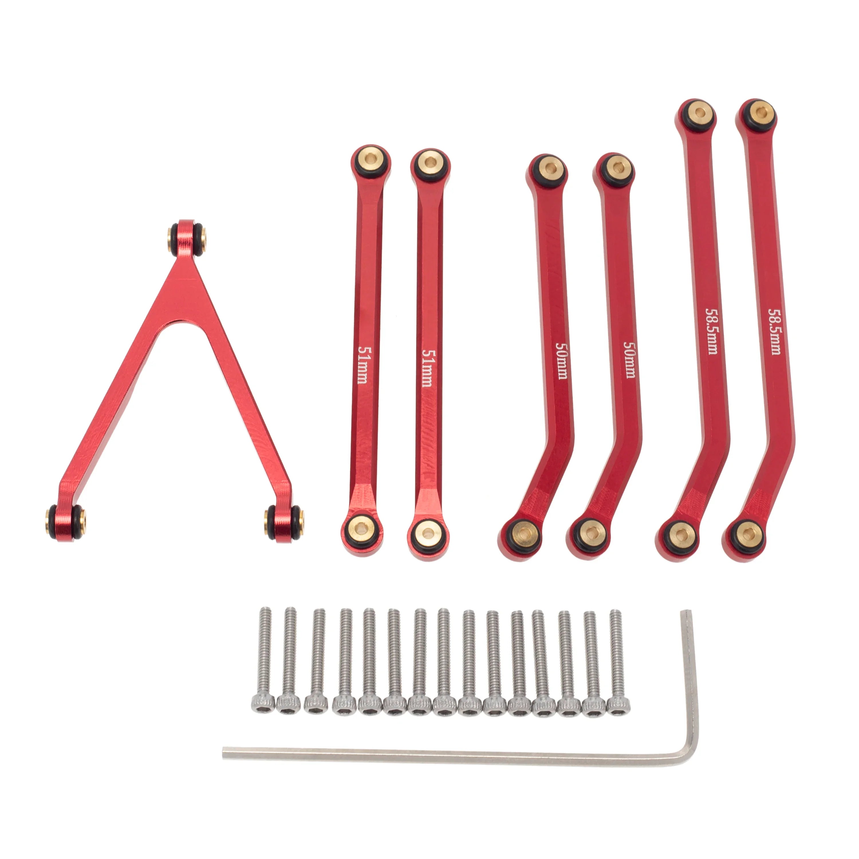 MEUS Racing CNC Aluminum High Clearance Chassis Links for 1/24 RC Crawler Axial SCX24 AXI00001 C10 AXI00002 Jeep JLU Ford Bronco AXI00006 (Red) - HeliDirect