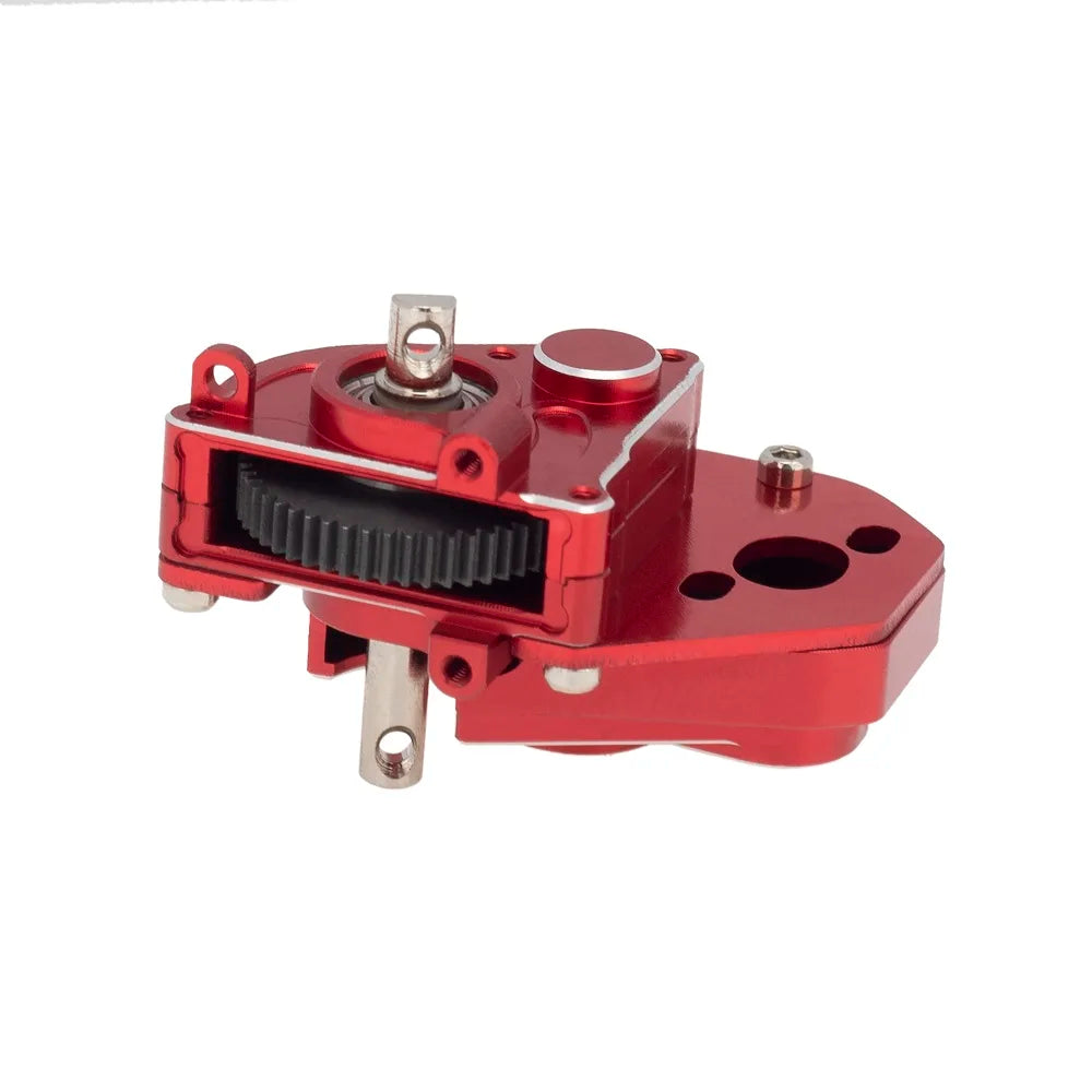 MEUS Racing  RC Crawler Aluminum Transmission Gearbox, Assembled Transmission Case Complete Gearbox Upgrade Parts for 1/24 Axial SCX24 Deadbolt 90081 C10 Wrangler (Red) - HeliDirect