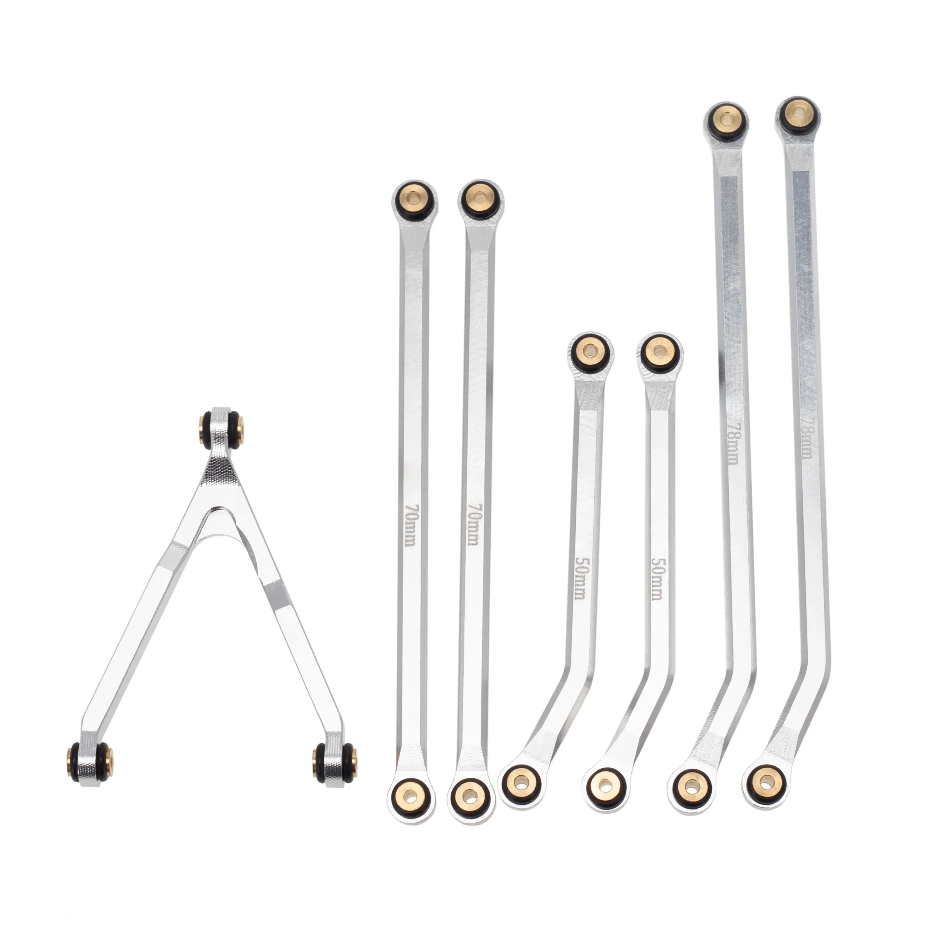 MEUS Racing  CNC Aluminum High Clearance Chassis Links for 1/24 RC Crawler LWB 133.5mm Axial SCX24 AXI90081 Deadbolt AXI00004 B17 (Silver) - HeliDirect